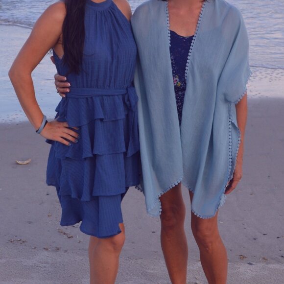 Steve Madden baby blue open shaw duster kimono coverup wrap. O/S - Picture 6 of 6